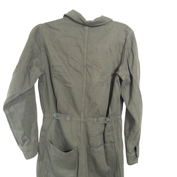 Free People Gia Coverall Jumpsuit Army Green Revolve SZ M Fitted Ankle Cotton - Picture 9 of 11